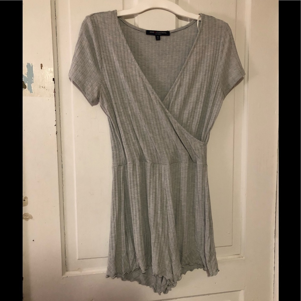 Light blue faux wrap romper